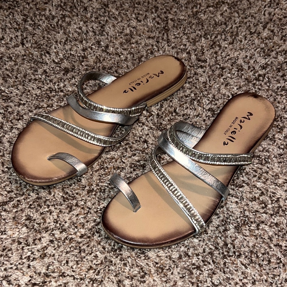 MARIELLA Metallic Silver Sandals